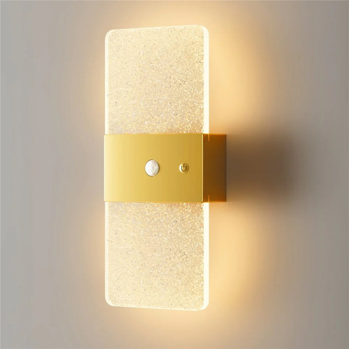ASW001 / ASW002 Electroplated LED Motion Sensor Magnetic Wall Lamp Touch Control Long Strip Bedside Wall Light - Rectangular  /  Gold - 2