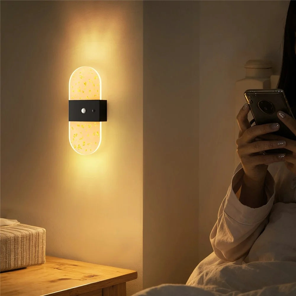 ASW003  /  ASW004 Standard Version Magnetic Wall Lamp Motion Sensor Rechargeable Long Strip Bedside Wall Light - Rectangular  /  White - 7
