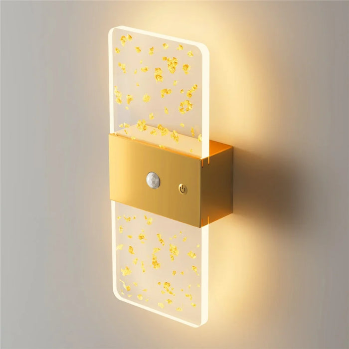 ASW003  /  ASW004 Electroplated Magnetic Wall Lamp Motion Sensor Rechargeable Long Strip Bedside Wall Light - Rectangular  /  Gold - 2