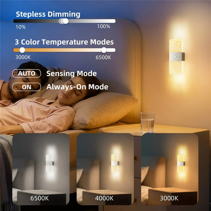 ASW003  /  ASW004 Electroplated Magnetic Wall Lamp Motion Sensor Rechargeable Long Strip Bedside Wall Light - Rectangular  /  Gold - 5