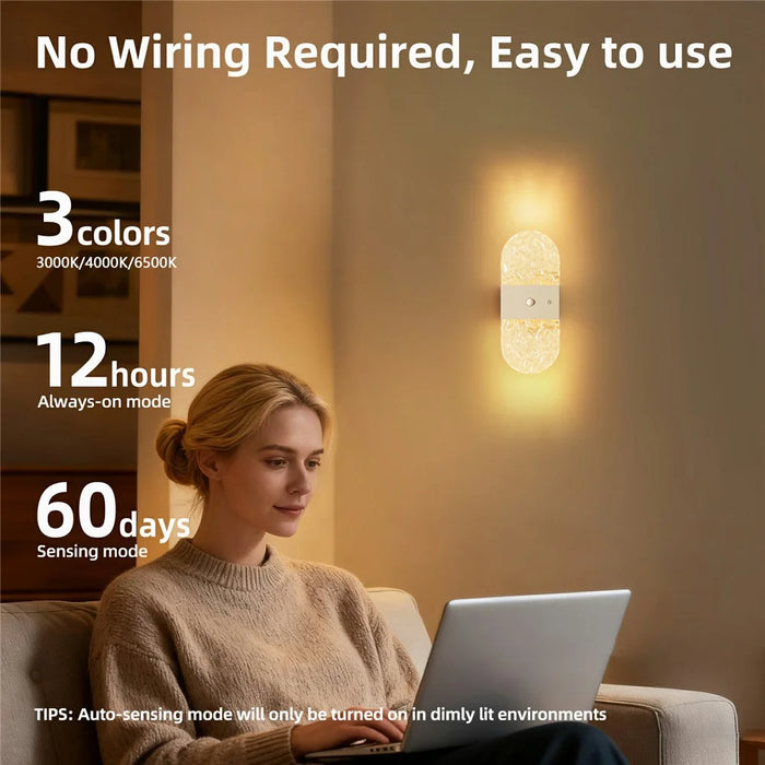 ASW005  /  ASW006 Standard Version Magnetic Wall Light LED Motion Sensor Cordless Touch Control Wall Lamp - Rectangular  /  White - 3