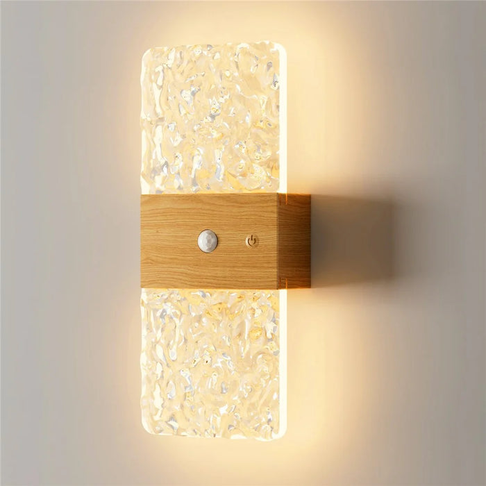 ASW005  /  ASW006 Water Transfer Wood Grain Magnetic Wall Light LED Motion Sensor Cordless Touch Control Wall Lamp - Rectangular  /  Wood Grain - 2