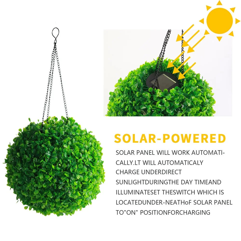 14 x 34cm Solar Powered LED Light Artificial Flower Ball String Lights for Outdoor Garden Decor - 3