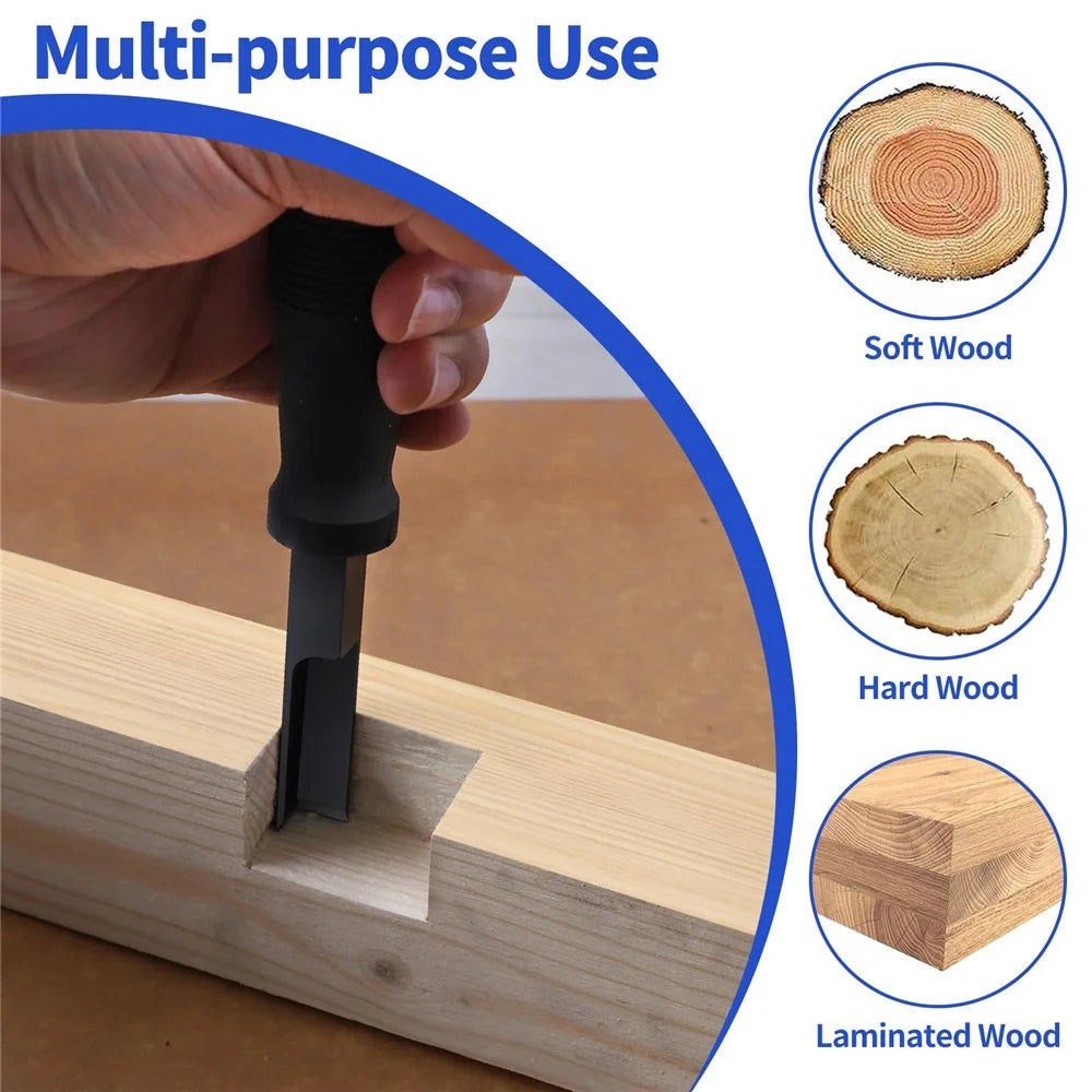 Chrome Vanadium Steel Right Angle Wood Chisel 90° Hinge Mortise Carving Grooving Tool for Woodworking - 8mm  /  Red - 4