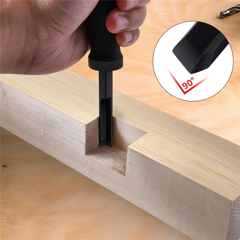 Chrome Vanadium Steel Right Angle Wood Chisel 90° Hinge Mortise Carving Grooving Tool for Woodworking - 8mm  /  Red - 5