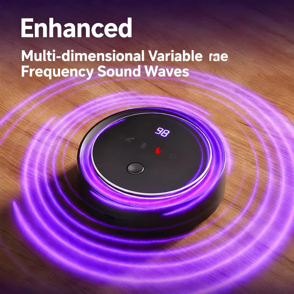 Ultrasonic Pest Repeller Rechargeable Intelligent Frequency Variation 4 Modes Rodent Mosquito Repellent - Black - 4