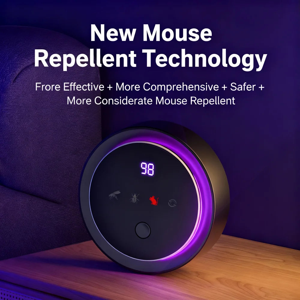 Ultrasonic Pest Repeller Rechargeable Intelligent Frequency Variation 4 Modes Rodent Mosquito Repellent - Black - 6