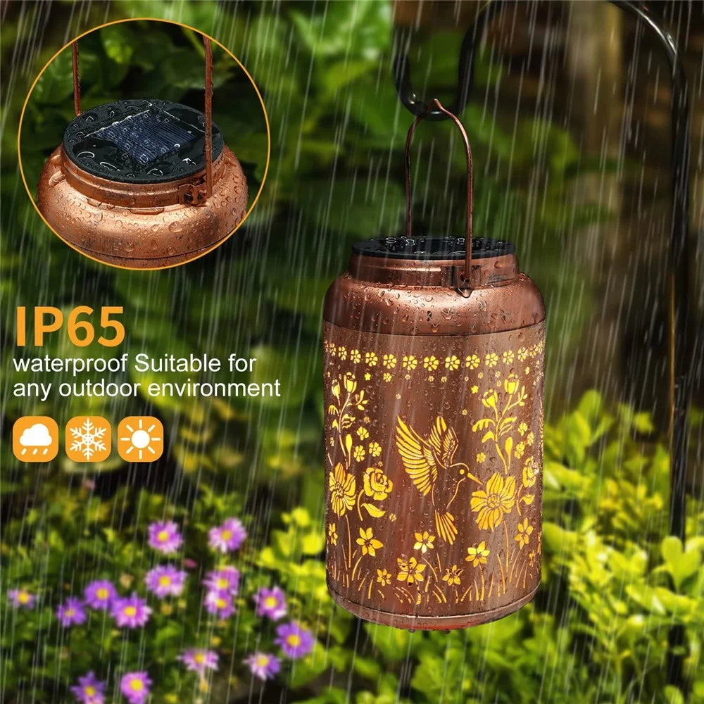 Metal Solar Lanterns IP65 Waterproof Hanging Decorative Solar Light for Yard Patio Lawn Pathway Landscape - Hummingbird (Style A) - 3