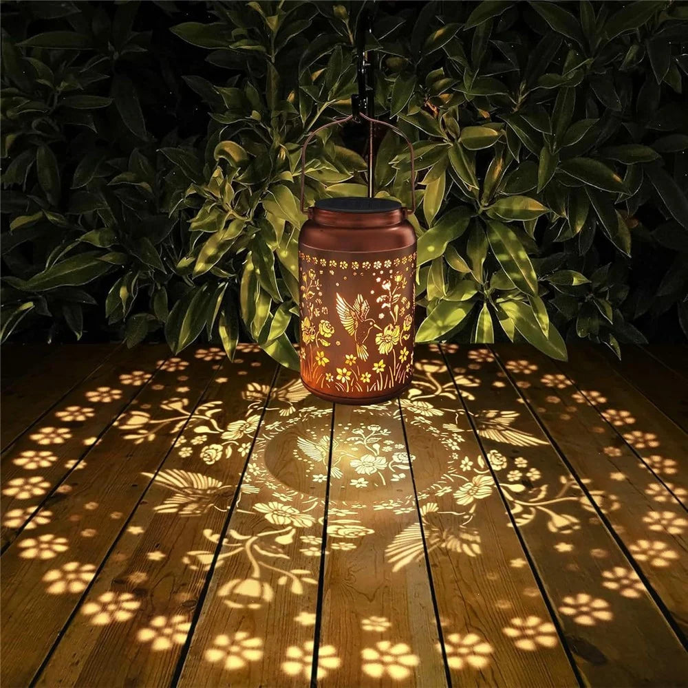 Metal Solar Lanterns IP65 Waterproof Hanging Decorative Solar Light for Yard Patio Lawn Pathway Landscape - Hummingbird (Style A) - 5