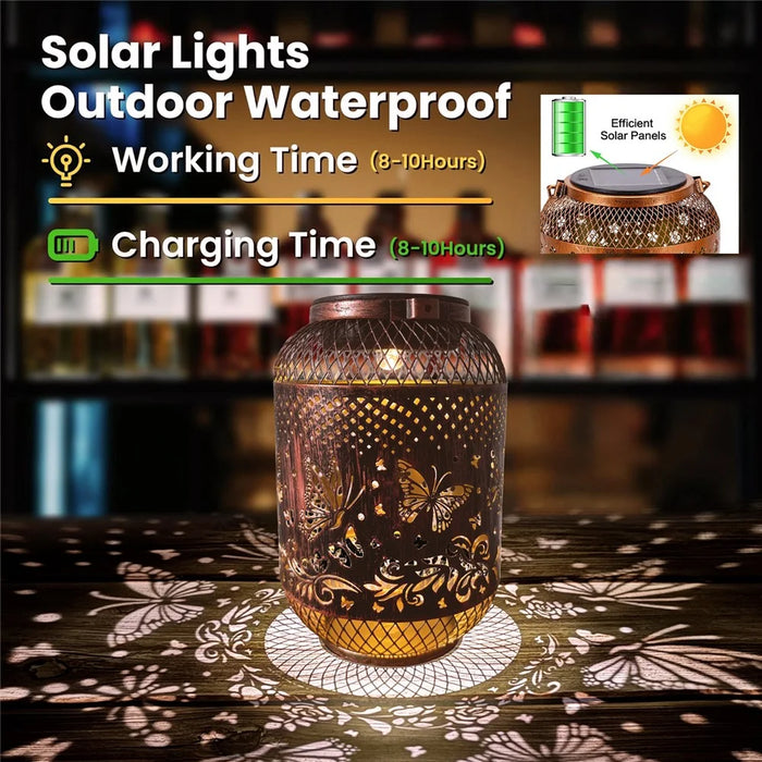 Solar Lanterns Outdoor IP65 Waterproof Metal Hanging Lantern Solar Lights for Garden Patio Lawn - Dragonfly - 3