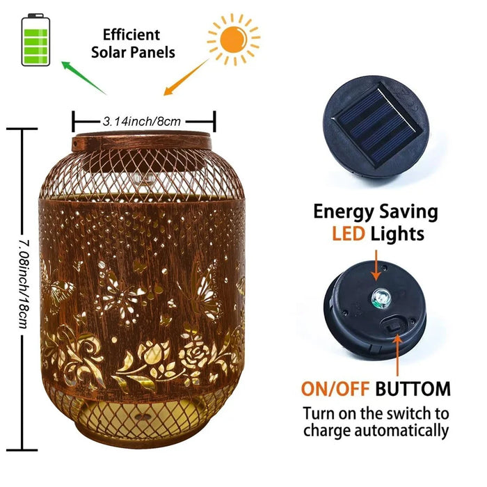 Solar Lanterns Outdoor IP65 Waterproof Metal Hanging Lantern Solar Lights for Garden Patio Lawn - Dragonfly - 5