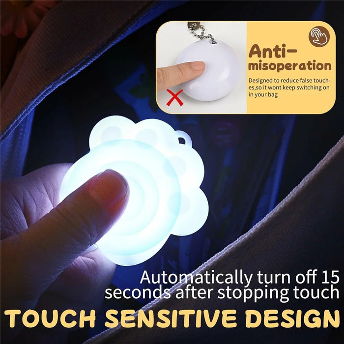 LED Touch Sensor Keychain Light USB-C Rechargeable Purse Handbag Light for Finding Items - Paw  /  White - 3