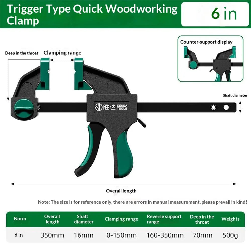 SENDA TOOLS 6 Inch Woodworking Clamp F-Type Heavy Duty Dual-Direction Adjustable Trigger Quick Release Clamp - 2