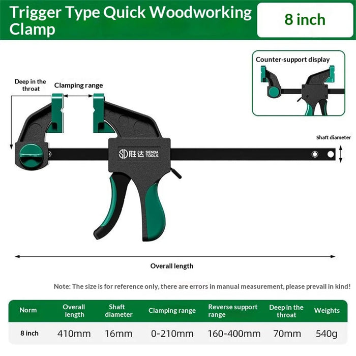 SENDA TOOLS 8 Inch Woodworking Clamp F-Type Heavy Duty Dual-Direction Adjustable Trigger Quick Release Clamp - 2