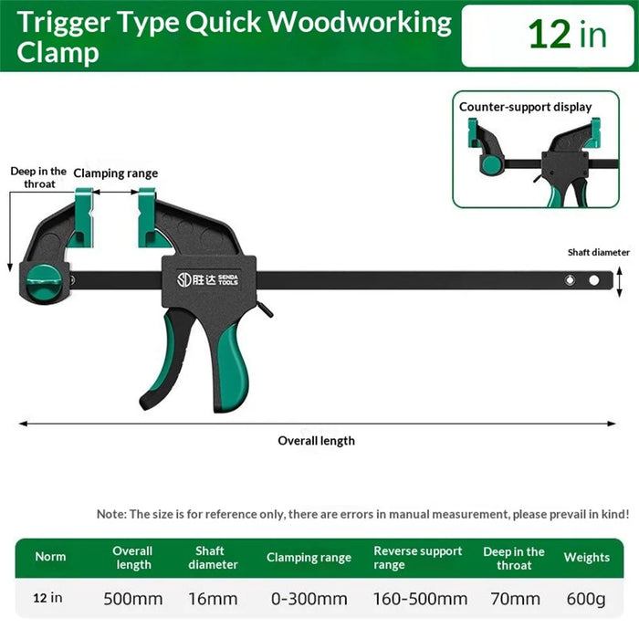 SENDA TOOLS 12 Inch Woodworking Clamp F-Type Heavy Duty Dual-Direction Adjustable Trigger Quick Release Clamp - 2