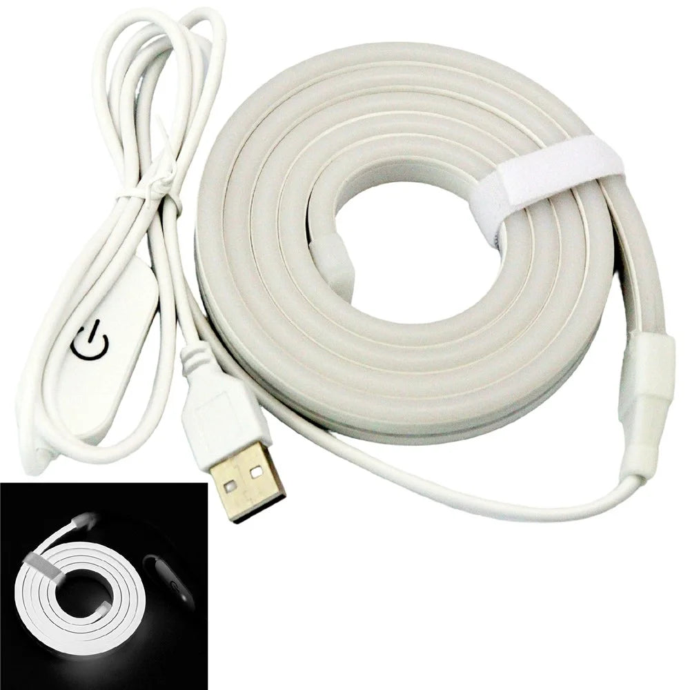 4m 5V USB LED Strip Light with Double-Sided Adhesive Tape Flexible Silicone Touch Dimming Lamp Tape for Mirror - 3000K  /  Warm White Light - 1