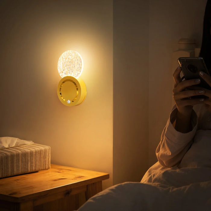 TWL004 Indoor Acrylic Motion Sensor Magnetic Wall Light Hill Texture Rechargeable Touch Control LED Stair Lamp - Gold - 7