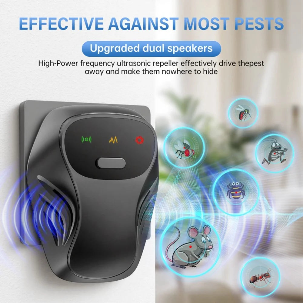 LC-905 Ultrasonic Pest Repeller 9-66KHz Plug-in Mice Repellent Mouse Deterrent Rat Repeller for Mosquito Cockroach - EU Plug - 3