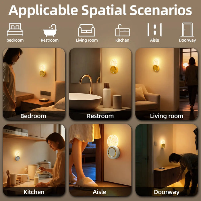 TWL006 Acrylic Bedside Night Light USB Rechargeable LED Motion Sensor Touch Dimmable Atmosphere Lamp - 1W Gold Foil Edition/Gold - 6