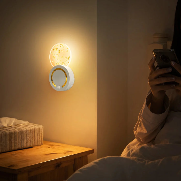 TWL006 Acrylic Bedside Night Light USB Rechargeable LED Motion Sensor Touch Dimmable Atmosphere Lamp - 1W Gold Foil Edition/Gold - 7