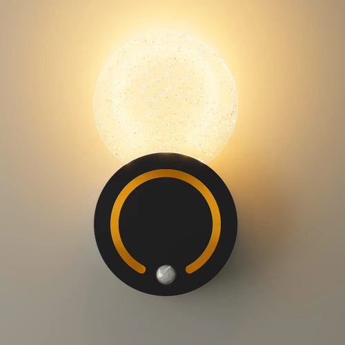 TWL005 LED Wireless Touch Control Acrylic Wall Light USB Rechargeable Magnetic Motion Sensor Night Light - 1W Crystal Style/Black - 1