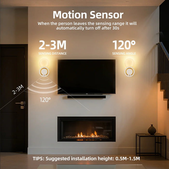 TWL005 LED Wireless Touch Control Acrylic Wall Light USB Rechargeable Magnetic Motion Sensor Night Light - 1W Crystal Style/Black - 4