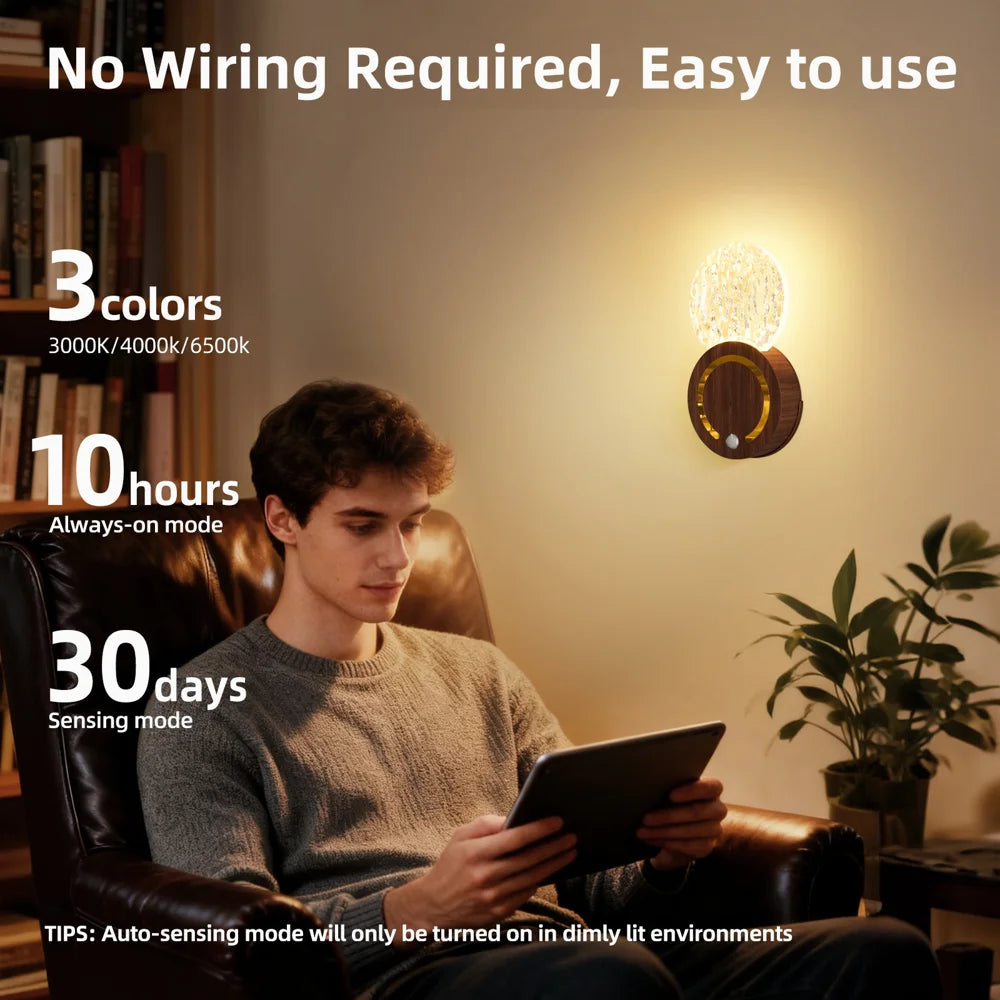 TWL004 Wireless LED Acrylic Night Light Hill Texture Touch Control Motion Sensor Wall Lamp for Bedroom Living Room - Black - 3