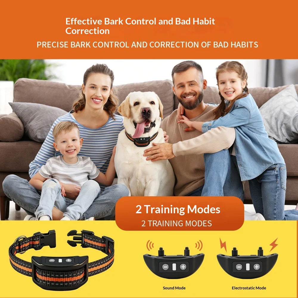 Anti Bark Collar IP68 Waterproof Rechargeable Dog Training Device with Sound Static Modes - 853B/Black - 2