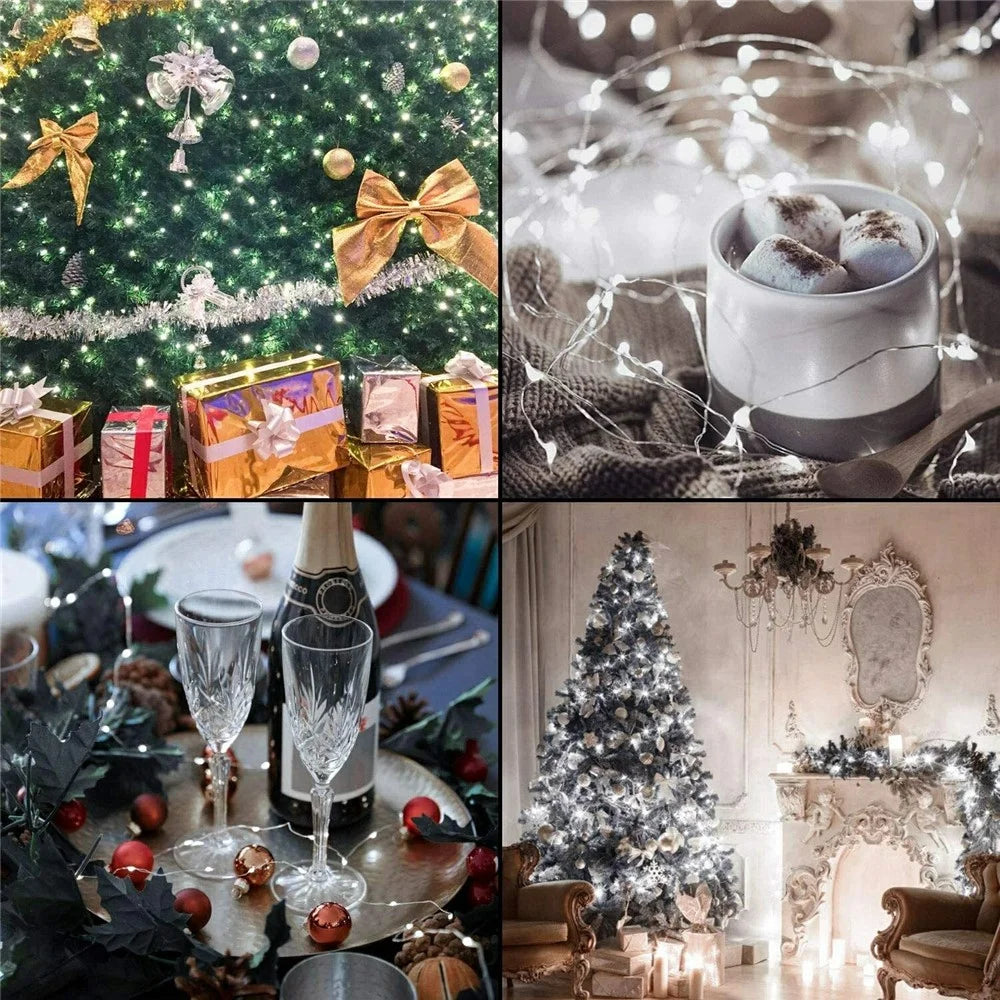 2m 20-LED Copper Wire String Light Battery Operated Fairy Lamp for Christmas Party Decoration - Pure White - 4