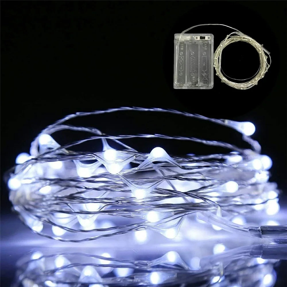 3m 30-LED Copper Wire String Light Battery Operated Fairy Lamp for Christmas Party Decoration - Pure White - 1
