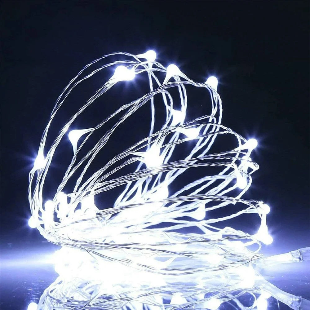 3m 30-LED Copper Wire String Light Battery Operated Fairy Lamp for Christmas Party Decoration - Pure White - 2