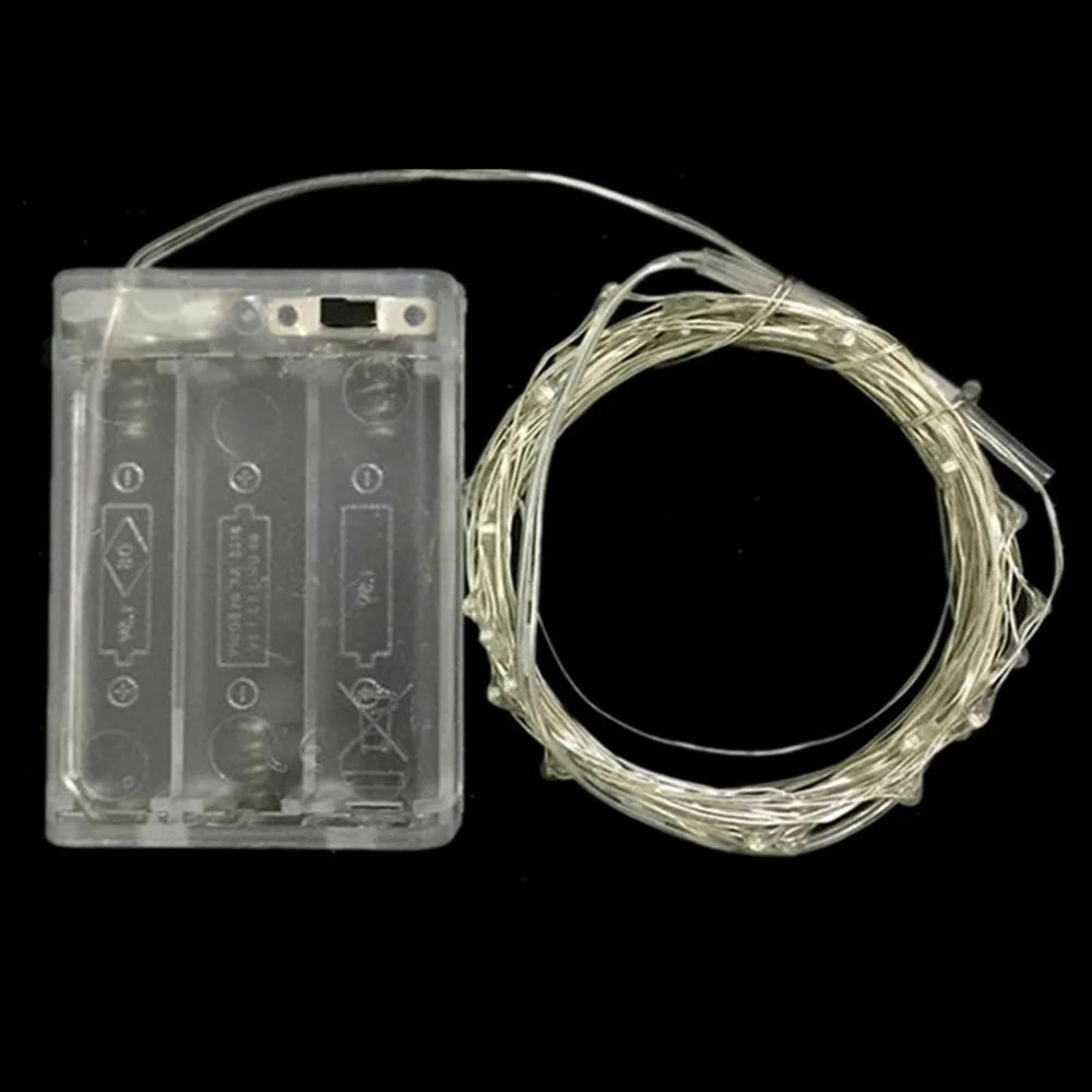 10m 100-LED Copper Wire String Lights Battery Operated Fairy Lamp with Empty Battery Box for Christmas Wedding Party Decoration - Warm White - 6