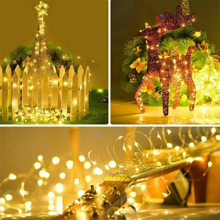 5m 50-LED USB Powered Copper Wire String Lights Remote Control 8 Modes Timer Fairy Lamp for Christmas Party Home Decoration - Warm White - 5
