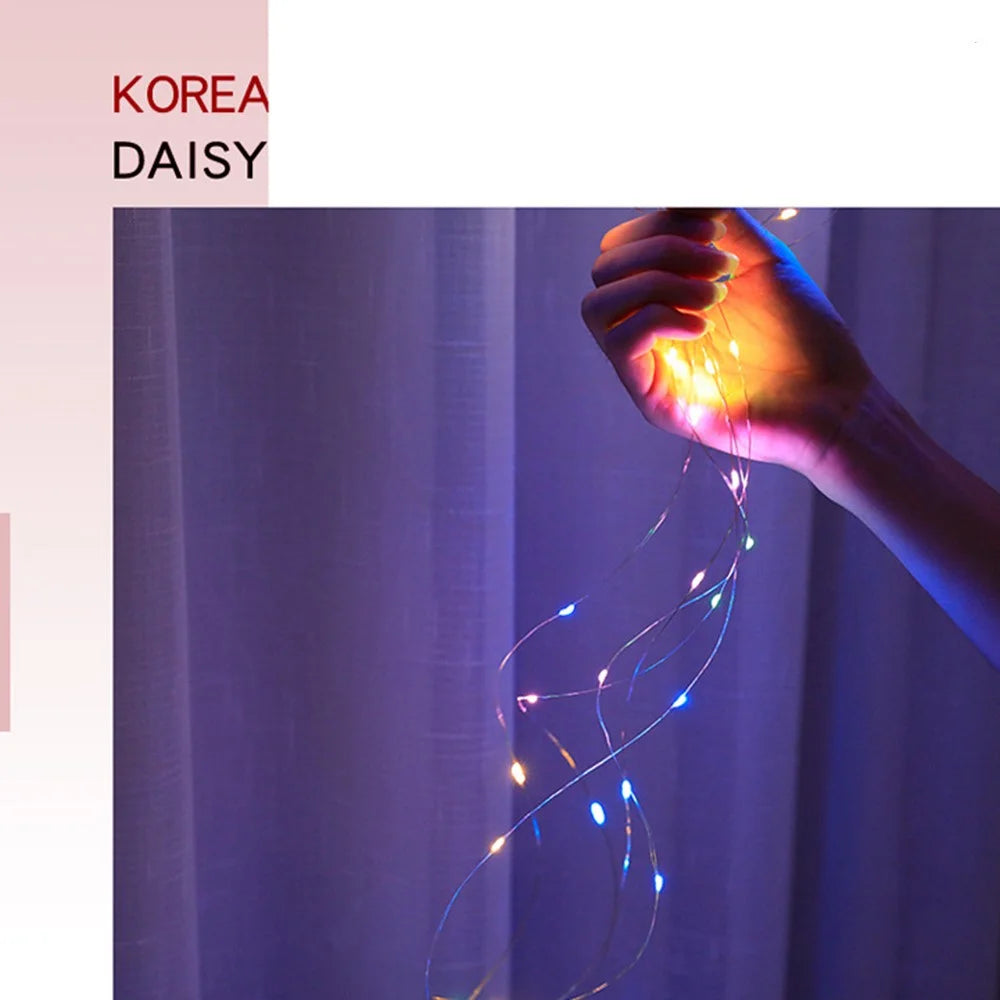 6x3m 600-LED Curtain Lights USB Remote Control String Lights with Hooks for Bedroom Christmas - Warm White - 5