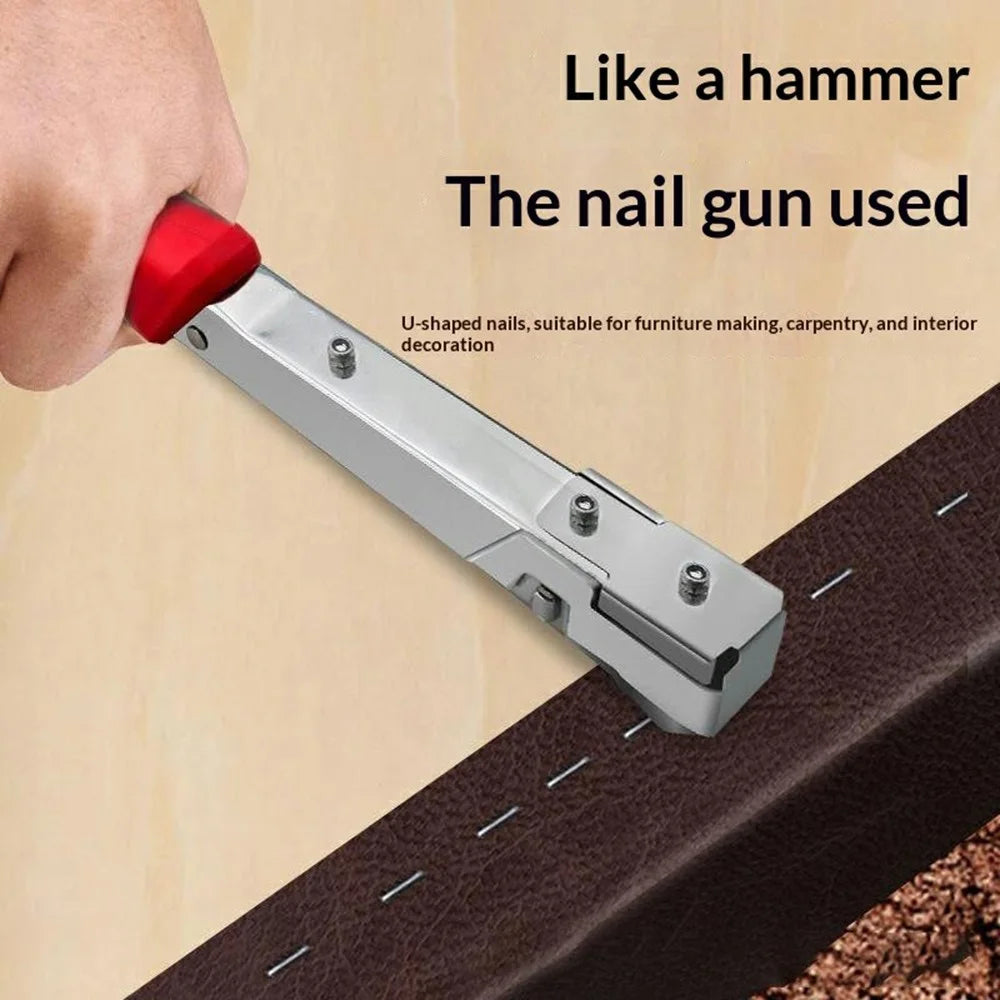 Manual Nail Gun Hammer Style U-Shape Door Nails Auto Feed Alloy Body TPR Handle for Woodworking Frame - 3