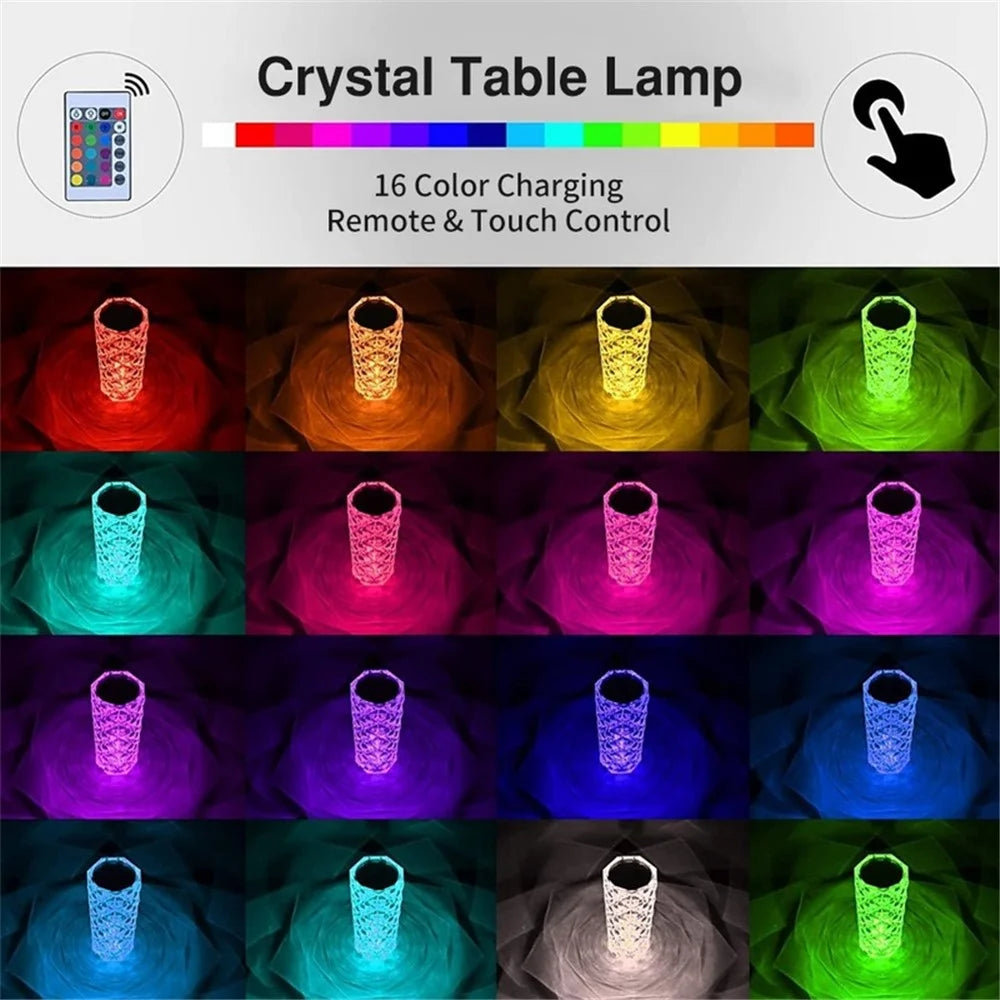 RS-ZSTD Size S Crystal Lamp Rose Diamond Table Lamp 16 Colors RGB with Touch and Remote Control for Home Living Room, Bedroom, Bar - 3