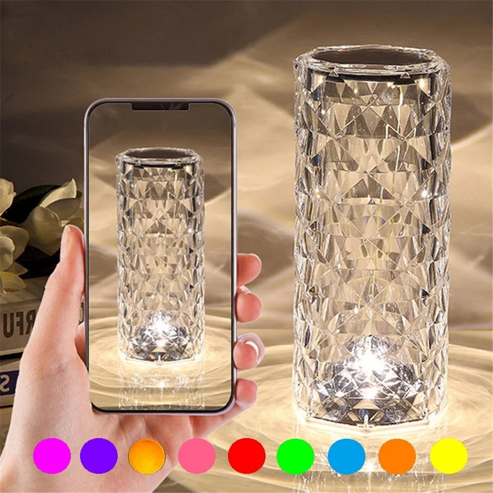 RS-ZSTD Size S Crystal Lamp Rose Diamond Table Lamp 16 Colors RGB with Touch and Remote Control for Home Living Room, Bedroom, Bar - 6