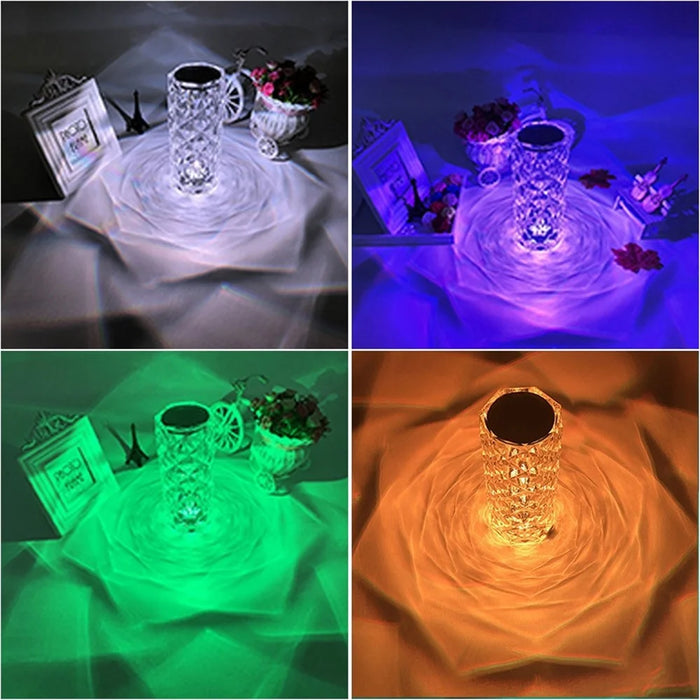RS-ZSTD Size L Crystal Lamp 16 Color Changing RGB Night Light USB Charging Romantic LED Rose Shape Diamond Texture Table Lamp with Touch APP Remote Control - 6
