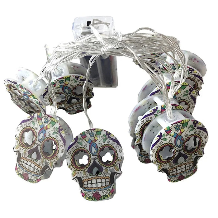 3m 20-LED Halloween String Light Painted Skull Warm White Party Decoration, 2A Continuous On - 1