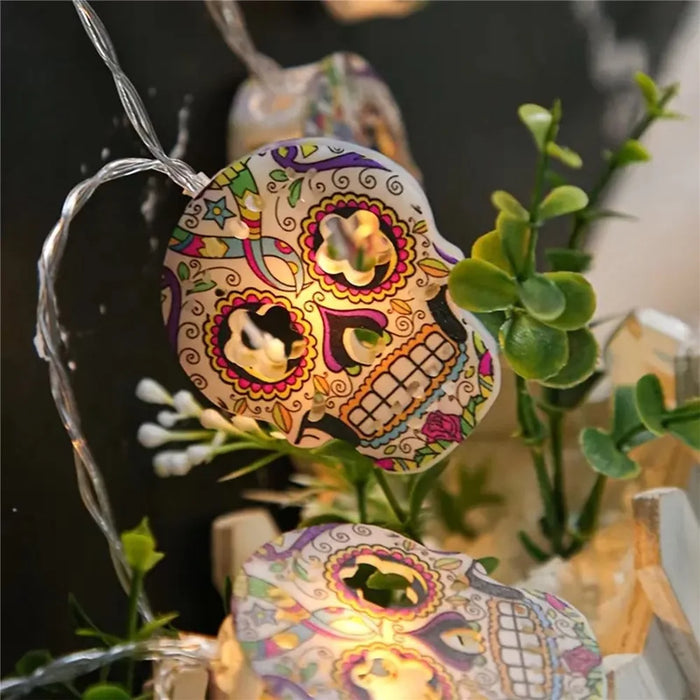 3m 20-LED Halloween String Light Painted Skull Warm White Party Decoration, 2A Continuous On - 6