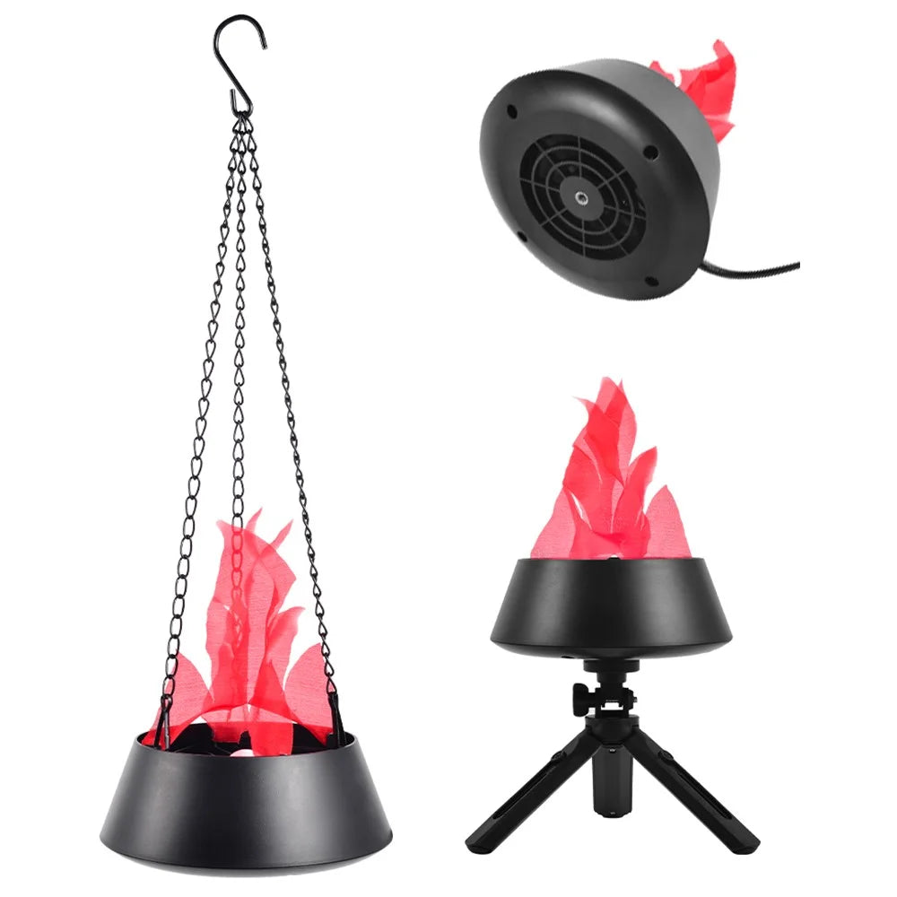 HZ-K01 Simulation Flame LED Lamp 2 in 1 Hanging  /  Desktop Fire Bowl Lamp, EU Plug - Black - 1