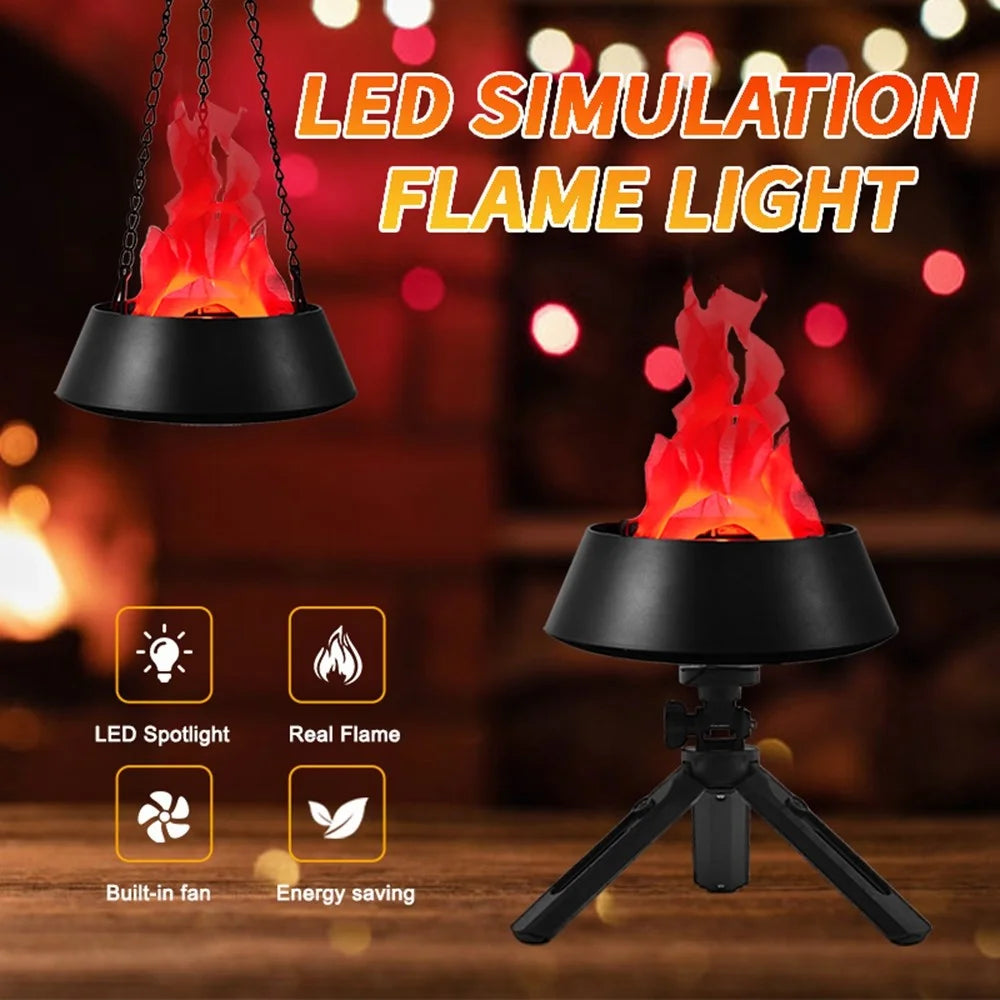 HZ-K01 Simulation Flame LED Lamp 2 in 1 Hanging  /  Desktop Fire Bowl Lamp, EU Plug - Black - 3