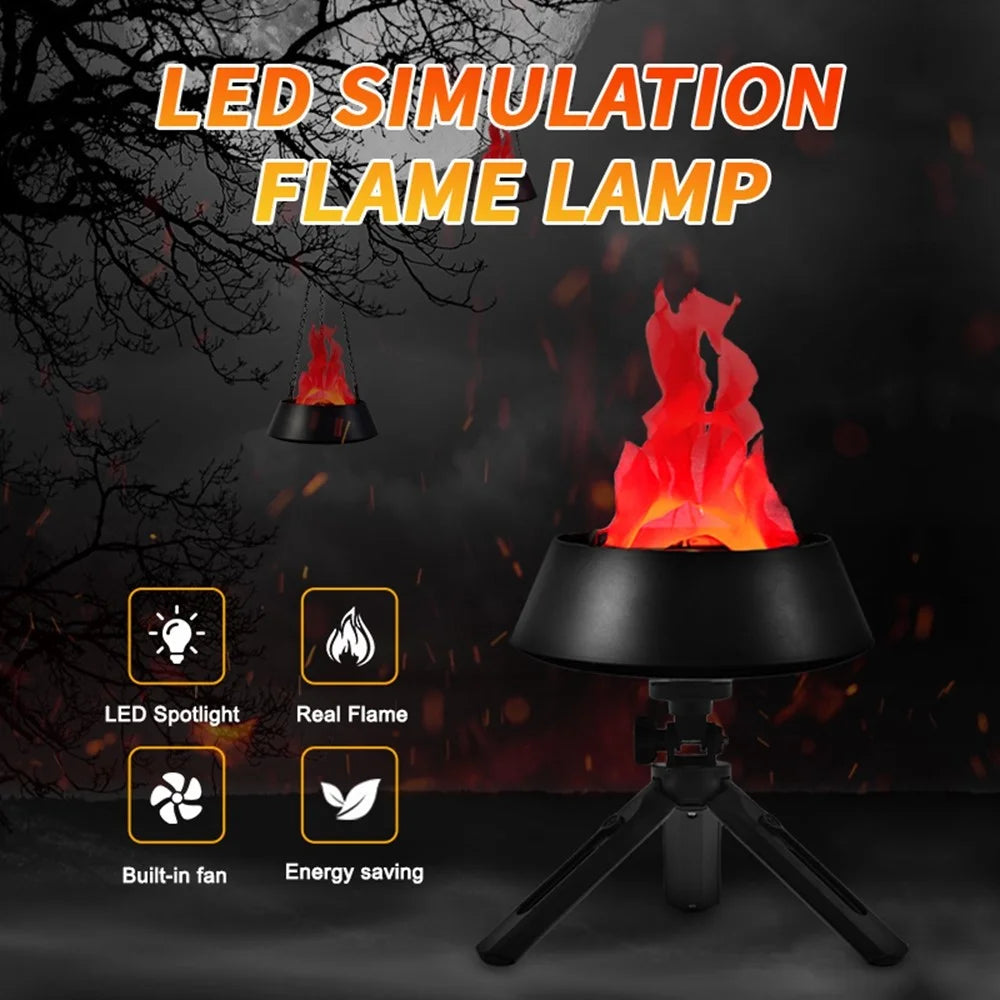 HZ-K01 Simulation Flame LED Lamp 2 in 1 Hanging  /  Desktop Fire Bowl Lamp, EU Plug - Black - 4