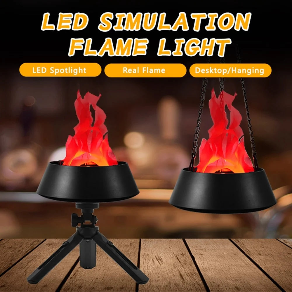 HZ-K01 Simulation Flame LED Lamp 2 in 1 Hanging  /  Desktop Fire Bowl Lamp, EU Plug - Black - 5