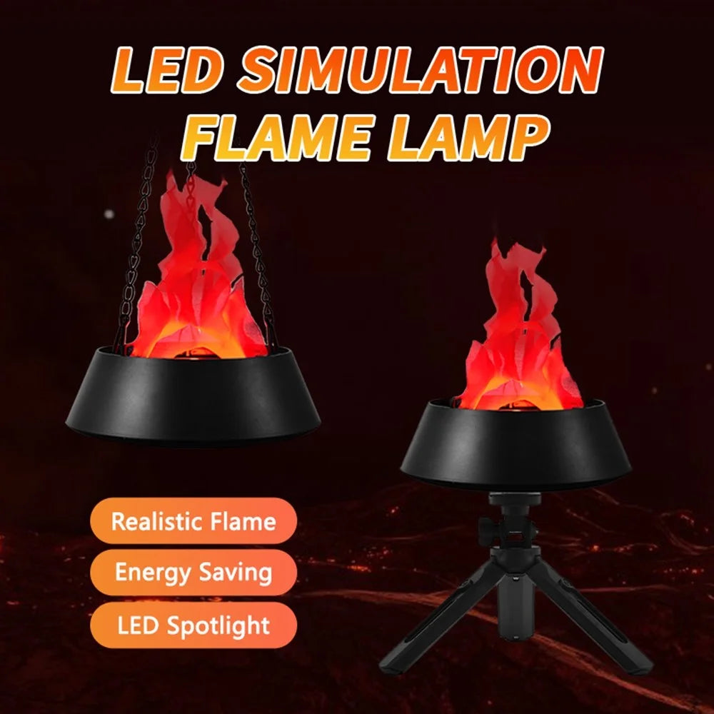 HZ-K01 Simulation Flame LED Lamp 2 in 1 Hanging  /  Desktop Fire Bowl Lamp, EU Plug - Black - 6