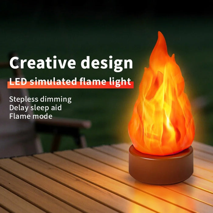HZ-K03 LED Flame Lamp 2000K Warm Light Dimmable Rechargeable for Camping Outdoor Decor - 2