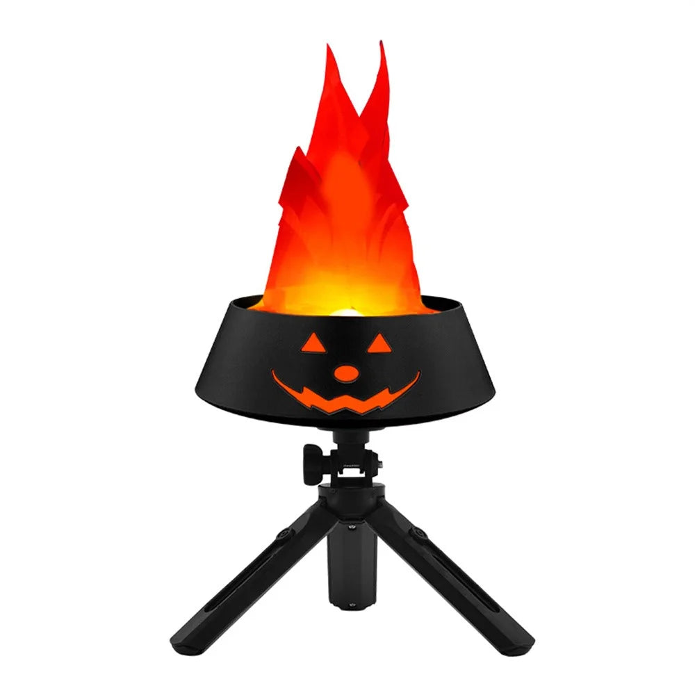 HZ-K02 Simulation Flame LED Lamp 1800mAh Rechargeable Halloween Pumpkin Firepit Light - Black - 1