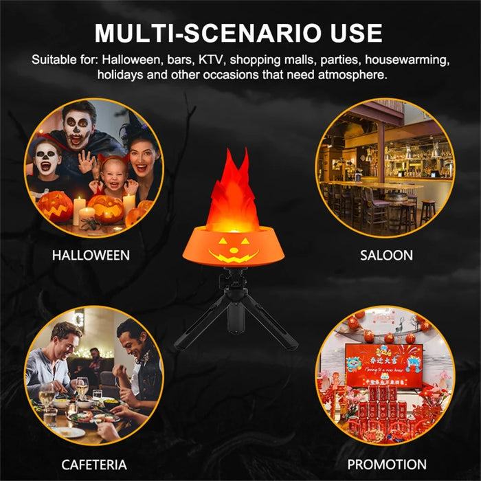 HZ-K02 Simulation Flame LED Lamp 1800mAh Rechargeable Halloween Pumpkin Firepit Light - Black - 5