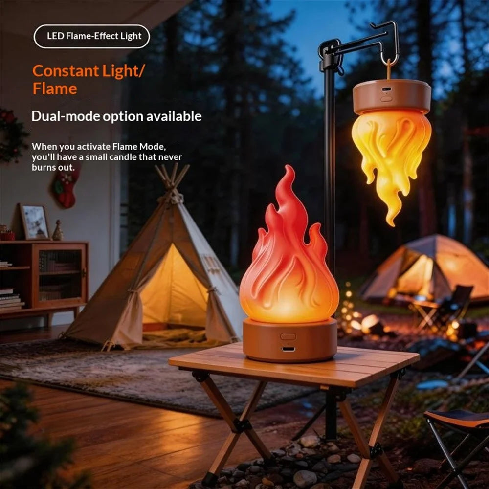 HZ-K03A LED Flame-Effect Light 2000K Rechargeable Portable Camping Night Light with Timer - Orange - 3