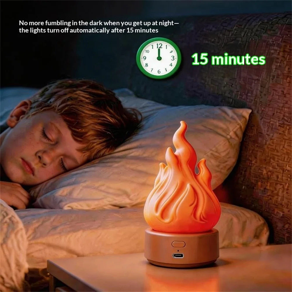 HZ-K03A LED Flame-Effect Light 2000K Rechargeable Portable Camping Night Light with Timer - Orange - 5